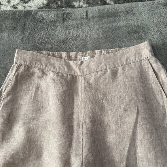 Sigrid Olsen 100% Linen Pull On Wide Leg Cropped Pants Size Large - Picture 5 of 6